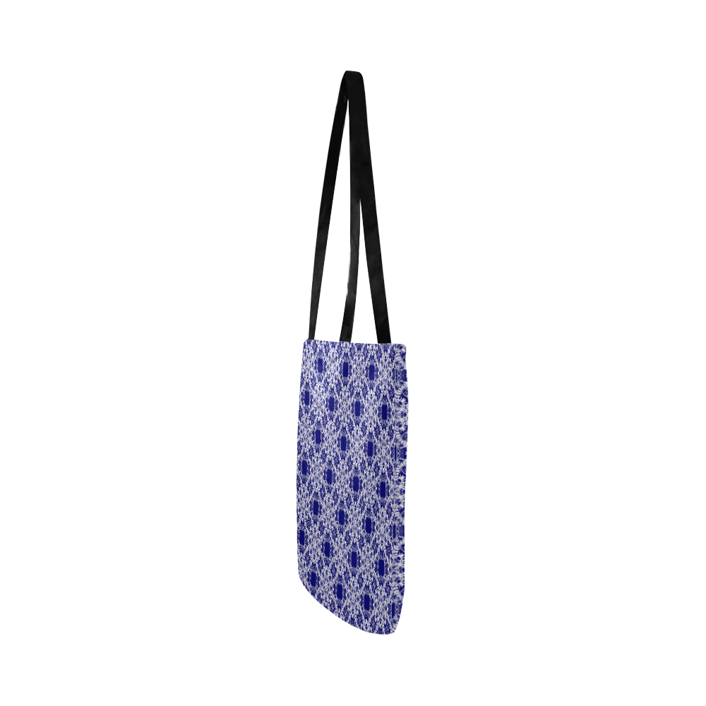 baroque style blue pattern Reusable Shopping Bag Model 1660 (Two sides)