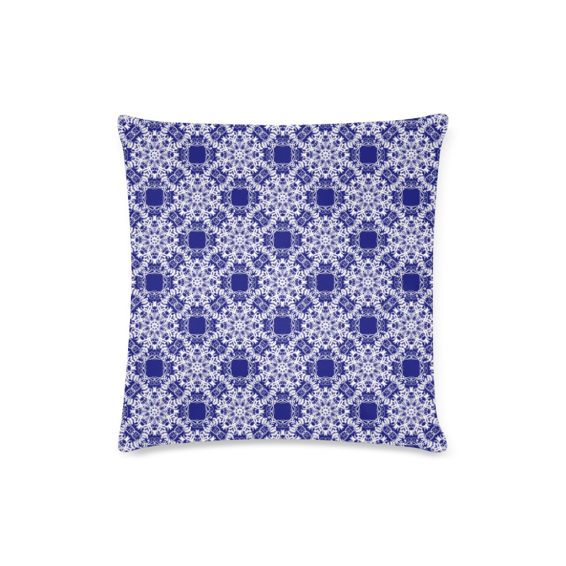 baroque style blue pattern. Custom Zippered Pillow Case 16"x16"(Twin Sides)
