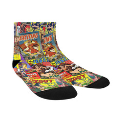 Vintage Comic Collage Quarter Socks