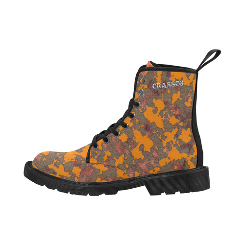 CAMOUFLAGE ORANGE LUXURY 4 WOMEN Martin Boots for Women (Black) (Model 1203H)