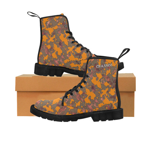 CAMOUFLAGE ORANGE LUXURY 4 WOMEN Martin Boots for Women (Black) (Model 1203H)