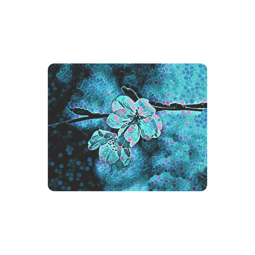 ABSTRACT BLUE FLOWERS MOUSEPAD Rectangle Mousepad