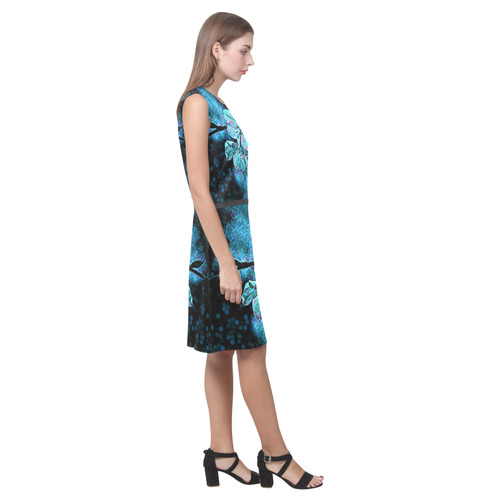 FLOWERS IN BLUE DREAM Eos Women's Sleeveless Dress (Model D01)