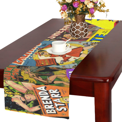 Vintage Comic Collage Table Runner 16x72 inch