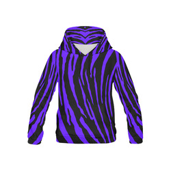 Blue Tiger Stripes All Over Print Hoodie for Kid (USA Size) (Model H13)