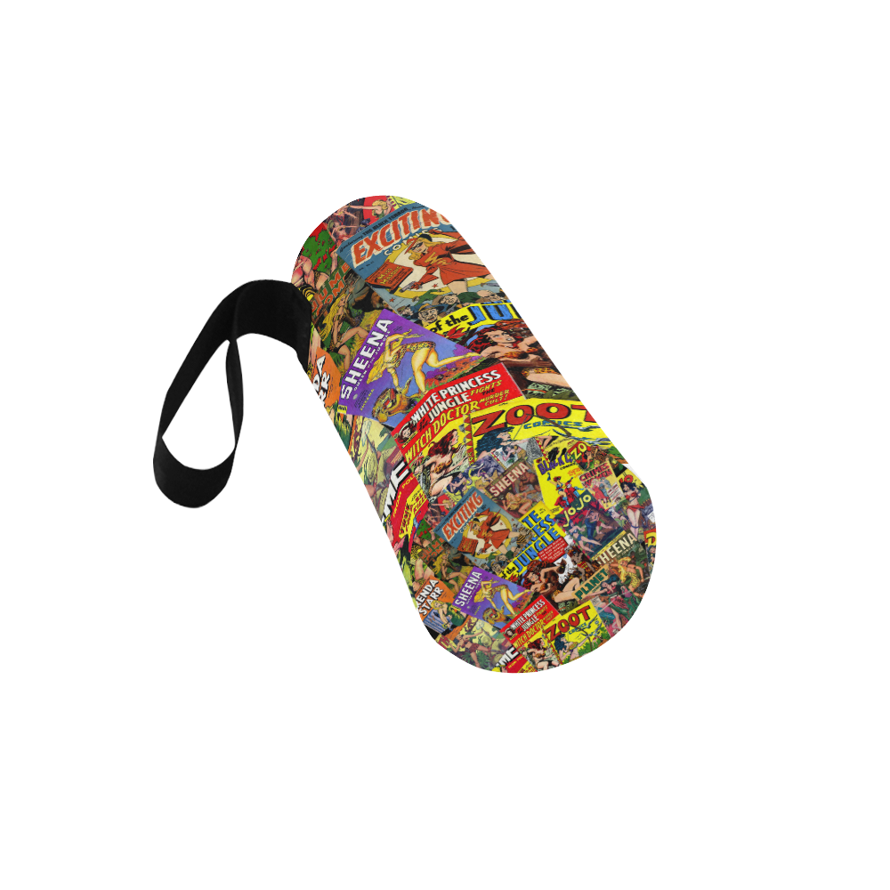 Vintage Comic Collage Neoprene Water Bottle Pouch/Large