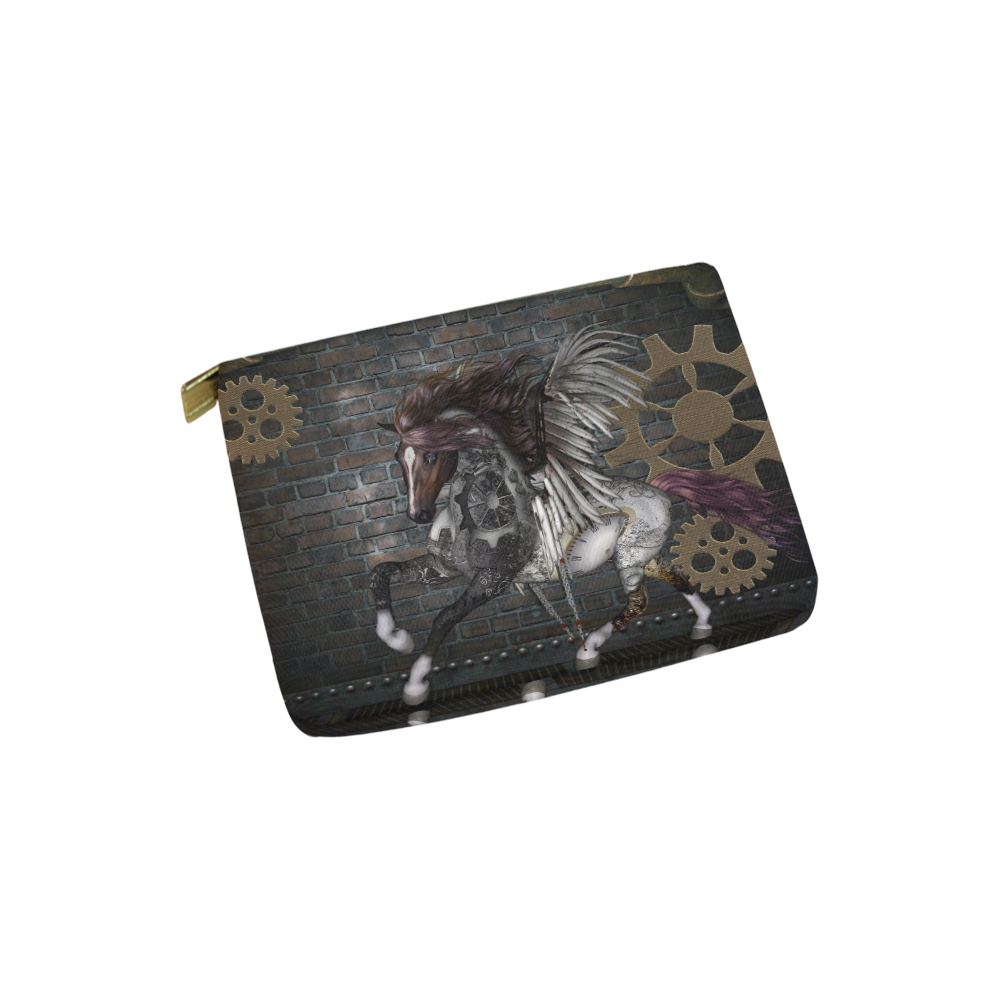 Steampunk, awesome steampunk horse with wings Carry-All Pouch 6''x5''