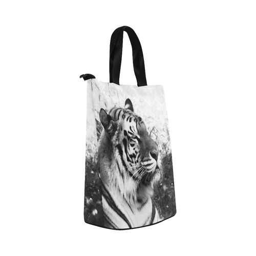 Bengal Tiger in Black and White Nylon Lunch Tote Bag (Model 1670)