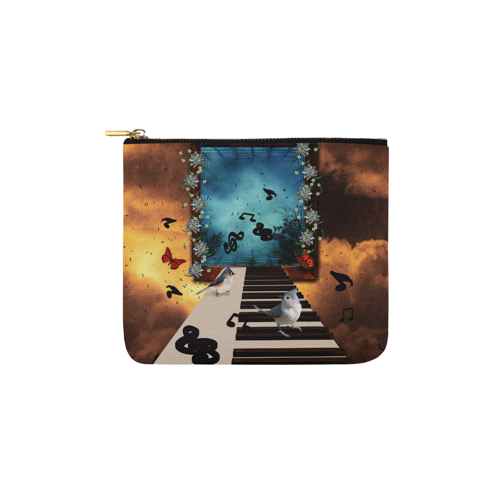 Music, birds on a piano Carry-All Pouch 6''x5''