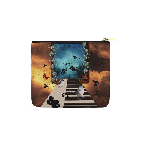 Music, birds on a piano Carry-All Pouch 6''x5''