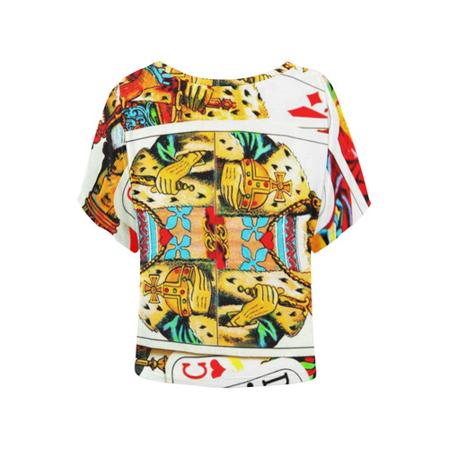FRENCH PLAYING CARDS Women's Batwing-Sleeved Blouse T shirt (Model T44)