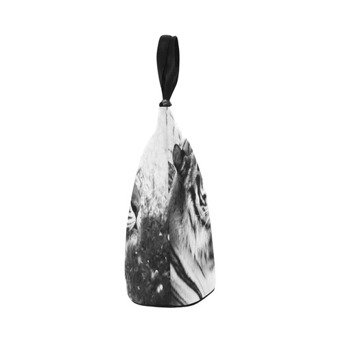 Bengal Tiger in Black and White Nylon Lunch Tote Bag (Model 1670)