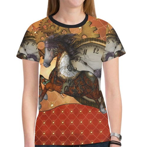Steampunk, awesome steampunk horse New All Over Print T-shirt for Women (Model T45)