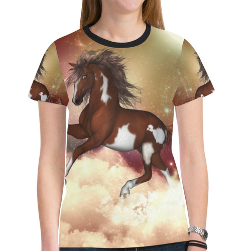 Wonderful wild horse in the sky New All Over Print T-shirt for Women (Model T45)