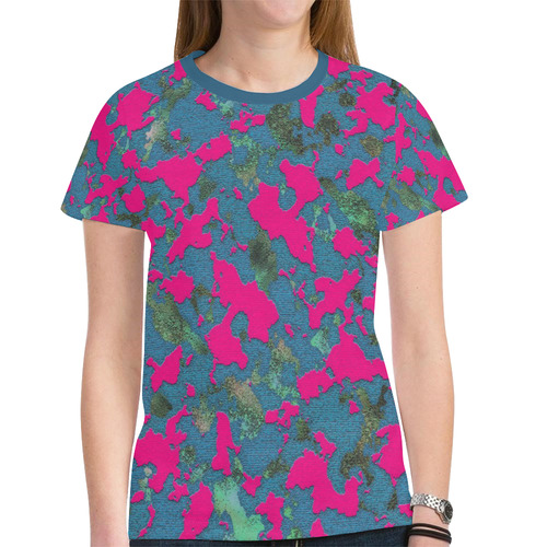 CAMOUFLAGE WILD CHERRY New All Over Print T-shirt for Women (Model T45)
