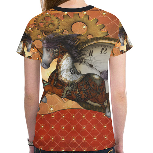 Steampunk, awesome steampunk horse New All Over Print T-shirt for Women (Model T45)