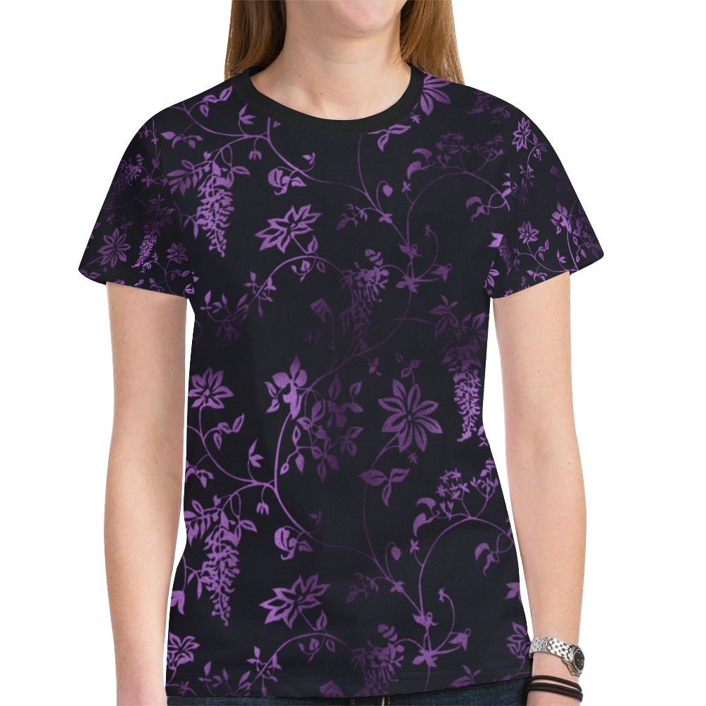 Gothic black_n_purple pattern New All Over Print T-shirt for Women (Model T45)