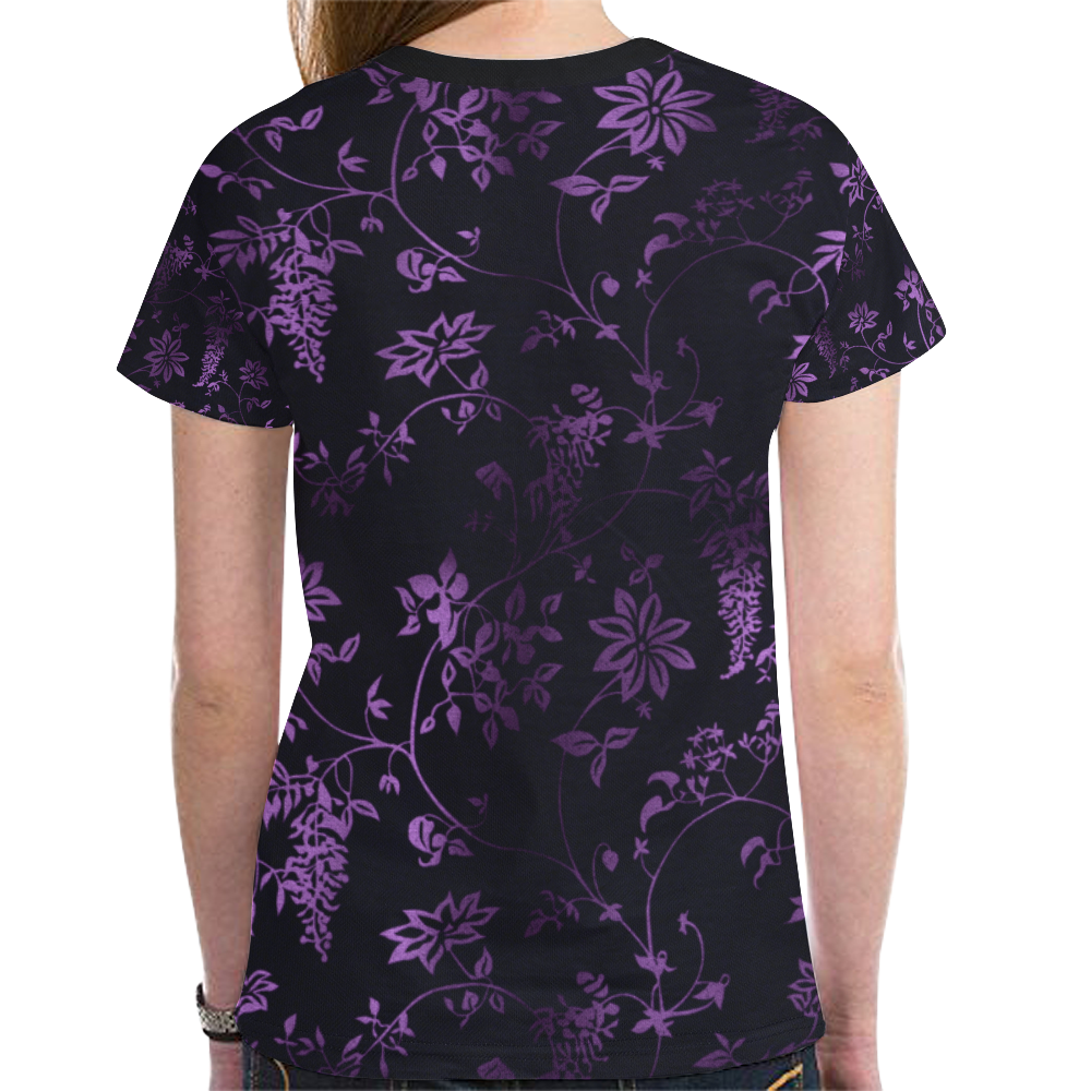 Gothic black_n_purple pattern New All Over Print T-shirt for Women (Model T45)