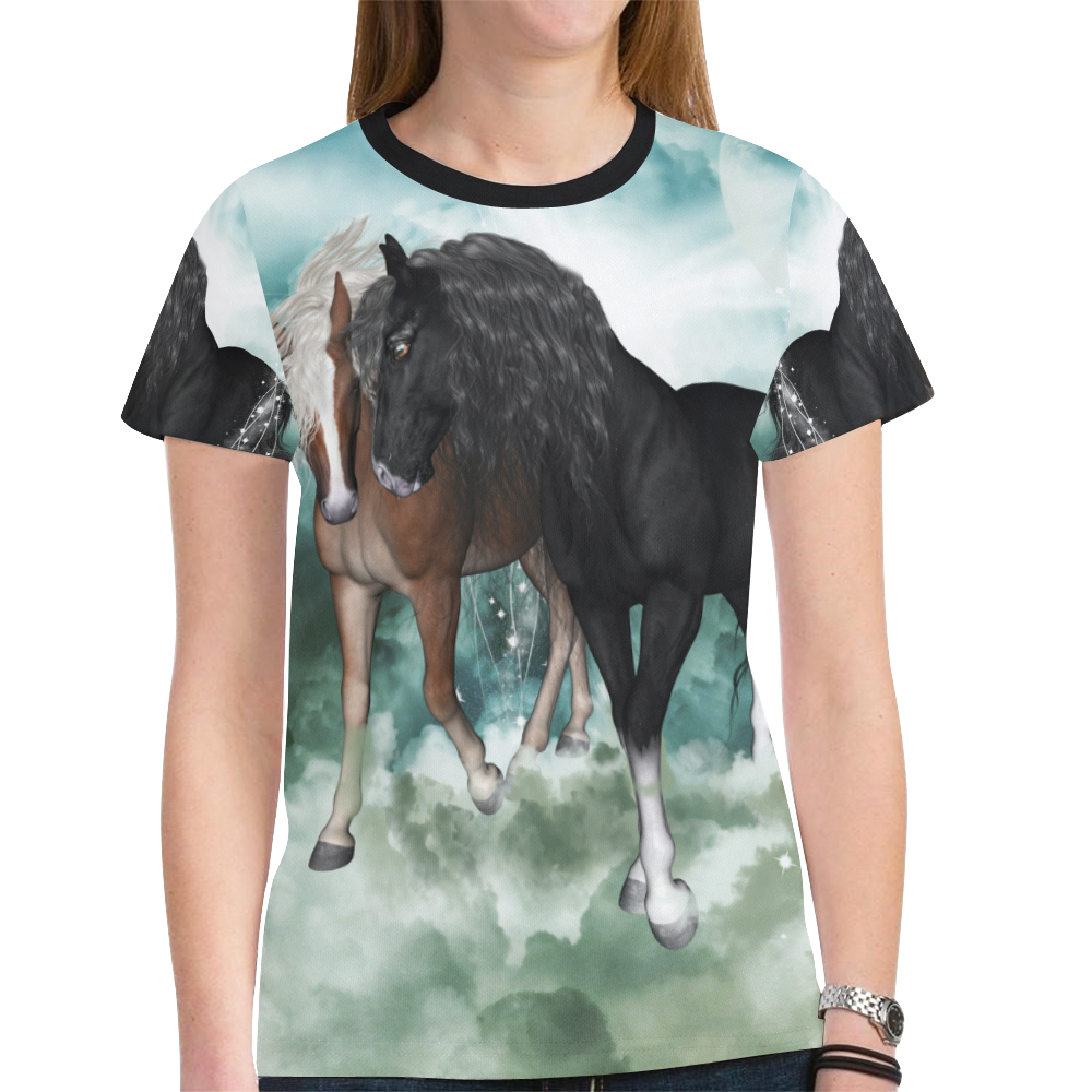 The wonderful couple horses New All Over Print T-shirt for Women (Model T45)