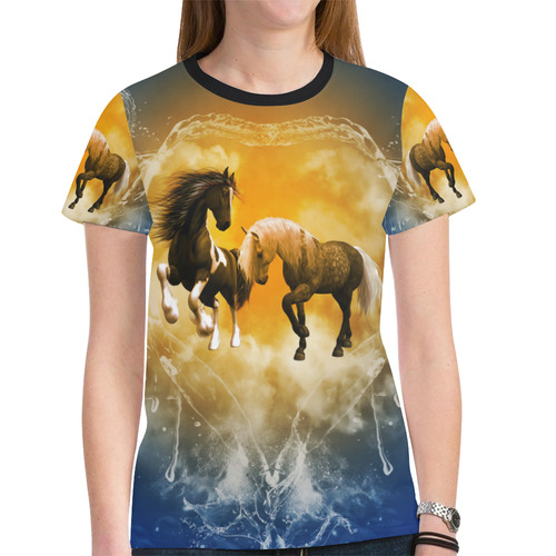 Horses with heart made of water New All Over Print T-shirt for Women (Model T45)