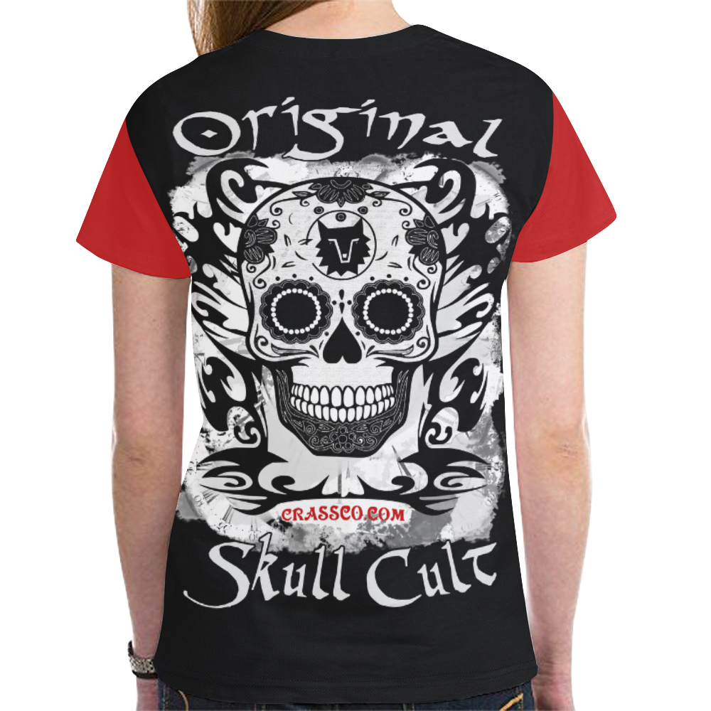 SKULL CULT FUNNY SKULL New All Over Print T-shirt for Women (Model T45)