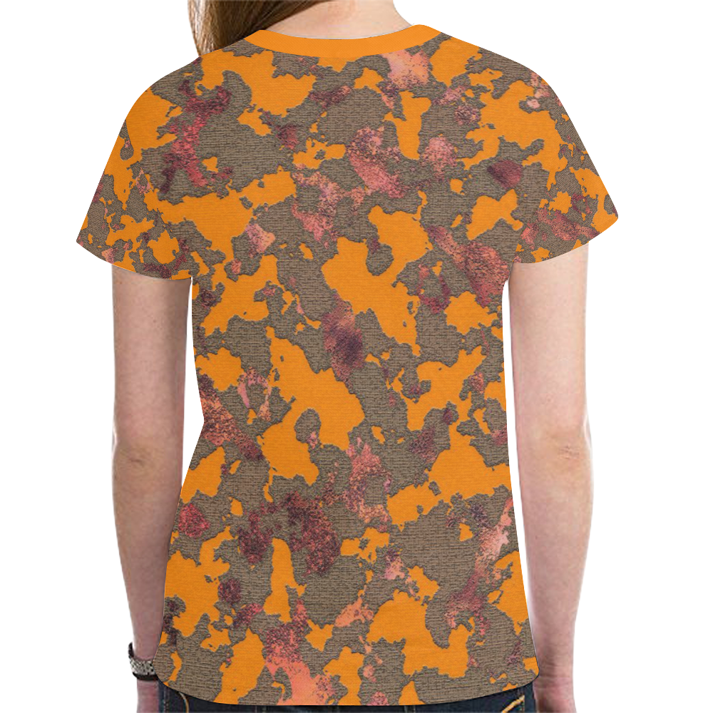 CAMOUFLAGE ORANGE New All Over Print T-shirt for Women (Model T45)