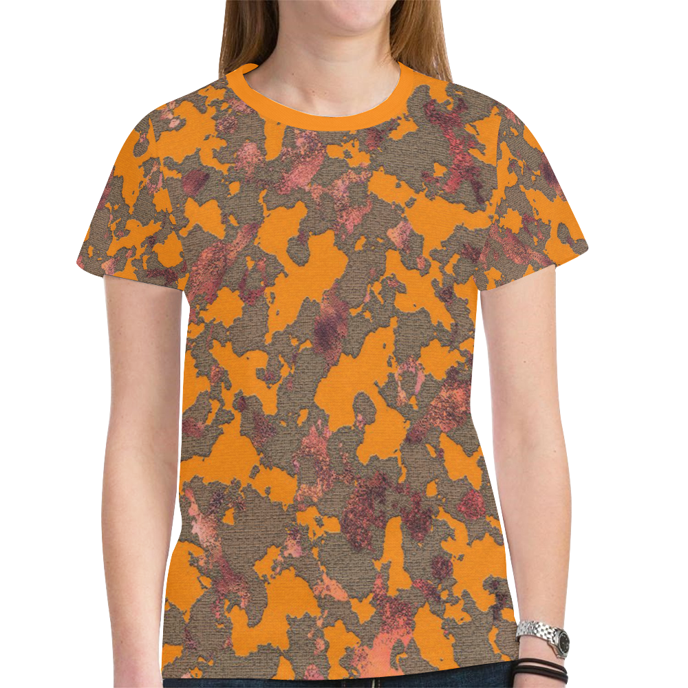 CAMOUFLAGE ORANGE New All Over Print T-shirt for Women (Model T45)