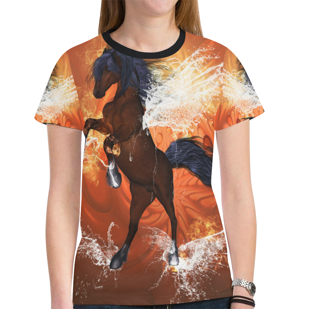 Horse with water wngs New All Over Print T-shirt for Women (Model T45)