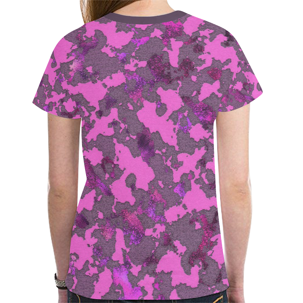 CAMOUFLAGE PINK New All Over Print T-shirt for Women (Model T45)