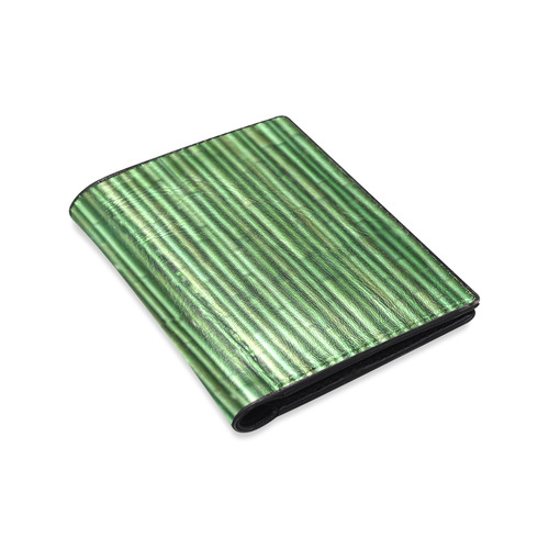 Mens Wallet Leather Credit Card Wallet Green Bamboo Men's Leather Wallet (Model 1612)