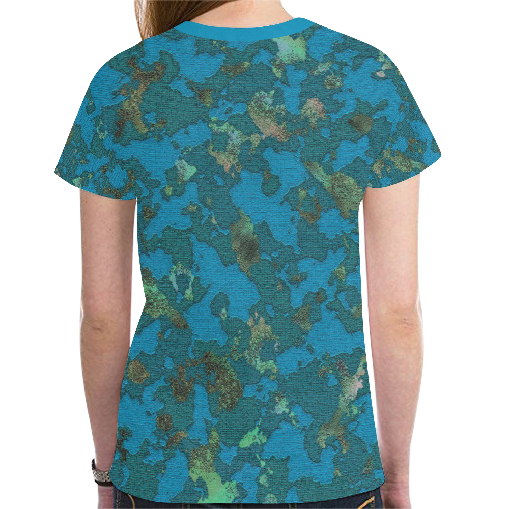 CAMOUFLAGE BLUE New All Over Print T-shirt for Women (Model T45)