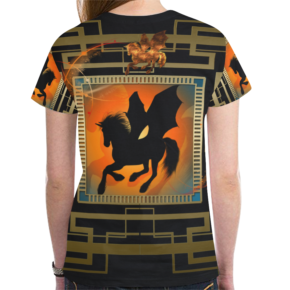 Unicorn silhouette New All Over Print T-shirt for Women (Model T45)