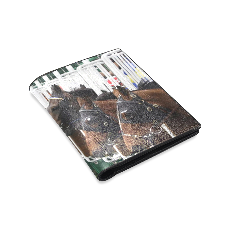 Mens Leather Credit Card Wallet Race Horses Men's Leather Wallet (Model 1612)