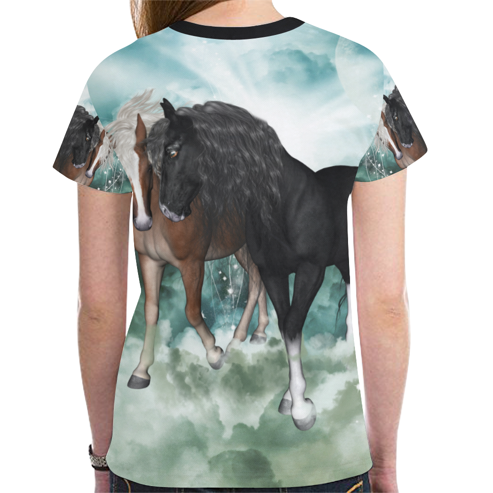 The wonderful couple horses New All Over Print T-shirt for Women (Model T45)