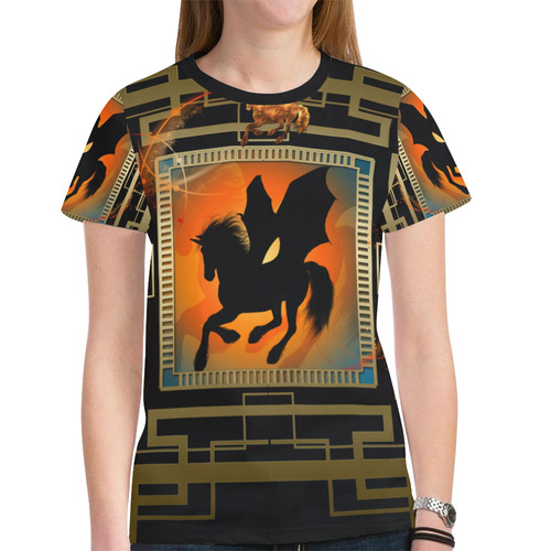 Unicorn silhouette New All Over Print T-shirt for Women (Model T45)