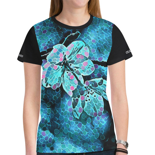 BLUE FLOWERS DREAM New All Over Print T-shirt for Women (Model T45)