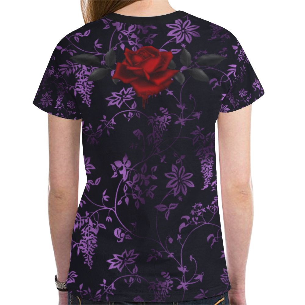 Dark Gothic Rose New All Over Print T-shirt for Women (Model T45)
