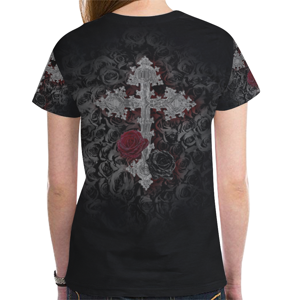 Gothic Cross New All Over Print T-shirt for Women (Model T45)