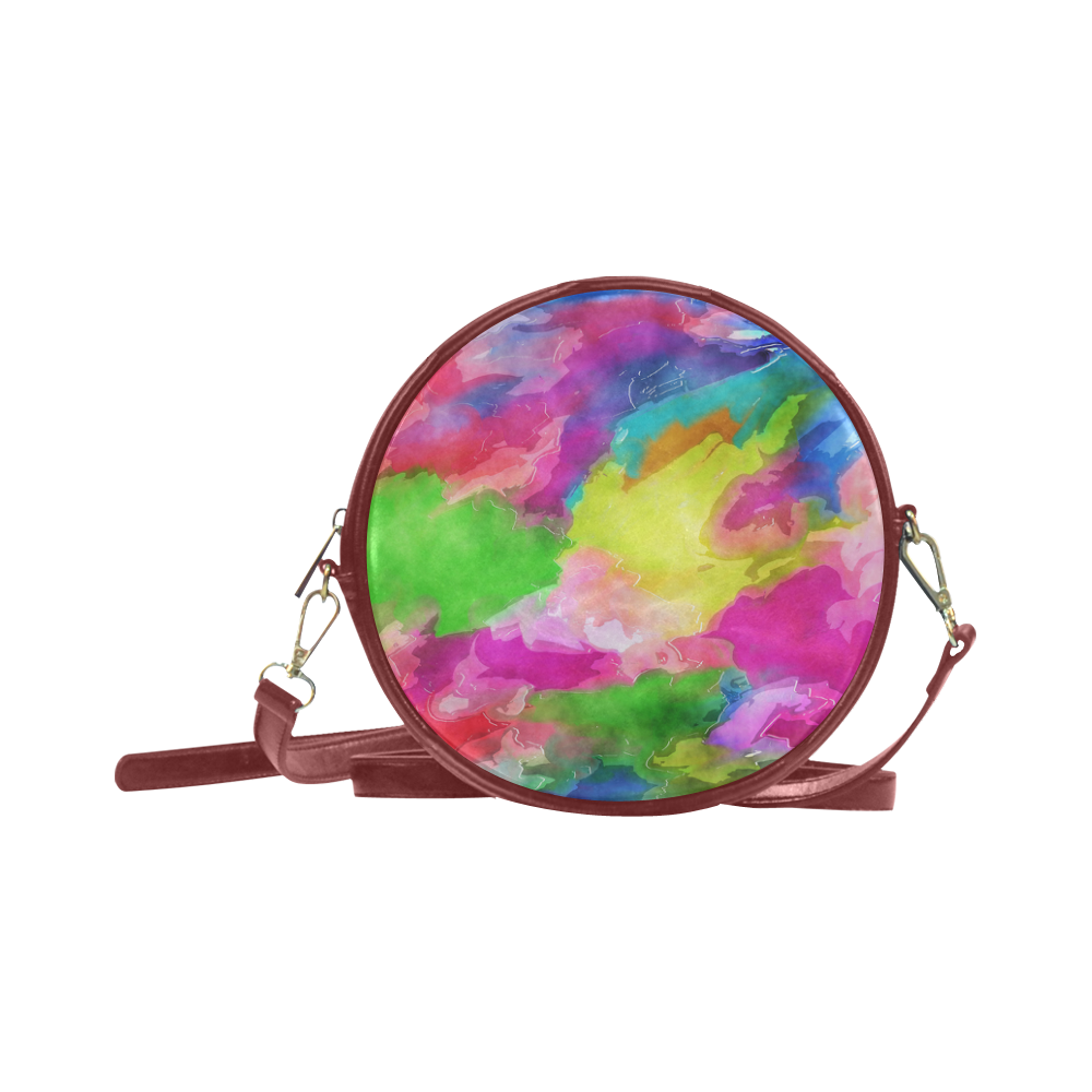 Vibrant Watercolor Ink Blend Round Sling Bag (Model 1647)