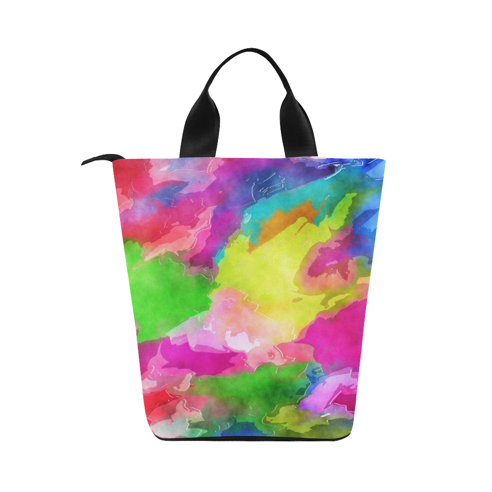 Vibrant Watercolor Ink Blend Nylon Lunch Tote Bag (Model 1670)