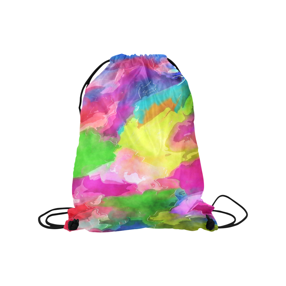 Vibrant Watercolor Ink Blend Medium Drawstring Bag Model 1604 (Twin Sides) 13.8"(W) * 18.1"(H)