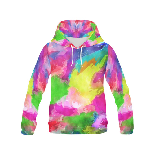 Vibrant Watercolor Ink Blend All Over Print Hoodie for Women (USA Size) (Model H13)