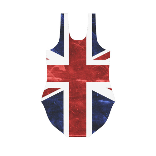 Grunge Union Jack Flag Vest One Piece Swimsuit (Model S04)