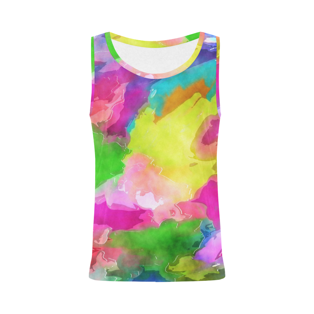Vibrant Watercolor Ink Blend All Over Print Tank Top for Women (Model T43)