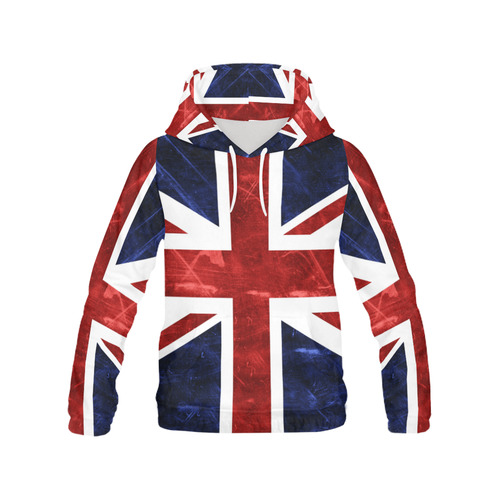Grunge Union Jack Flag All Over Print Hoodie for Women (USA Size) (Model H13)
