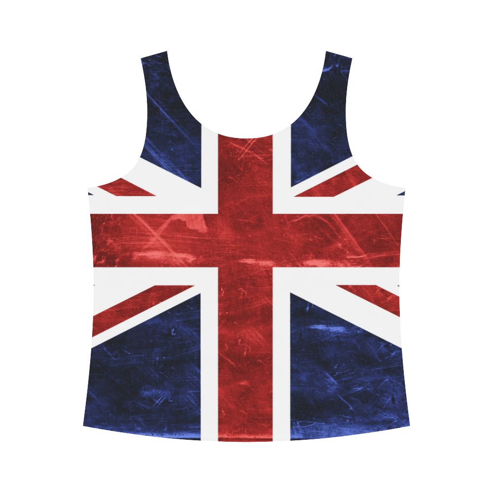 Grunge Union Jack Flag All Over Print Tank Top for Women (Model T43)