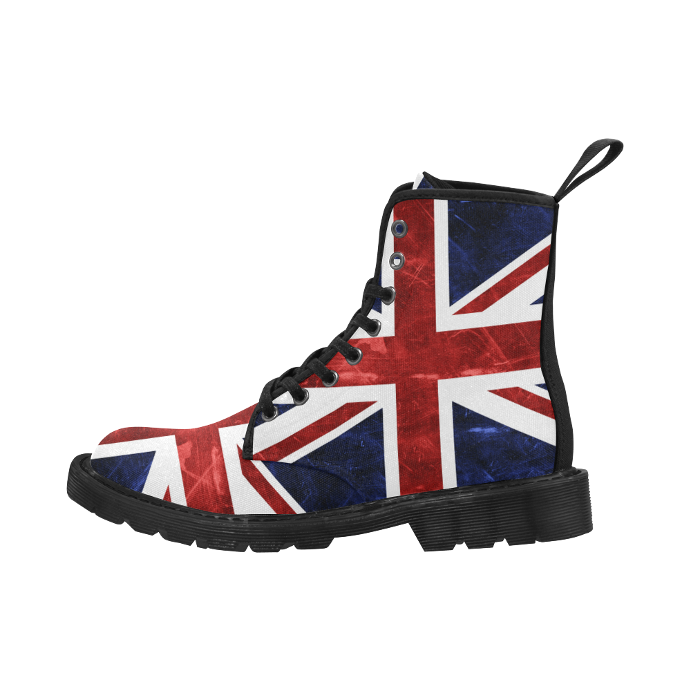 Grunge Union Jack Flag Martin Boots for Men (Black) (Model 1203H)