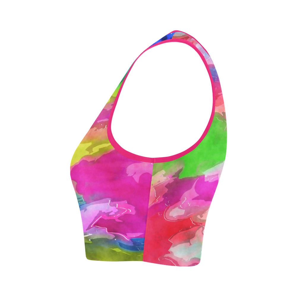 Vibrant Watercolor Ink Blend Women's Crop Top (Model T42)