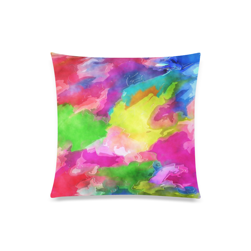 Vibrant Watercolor Ink Blend Custom Zippered Pillow Case 20"x20"(One Side)