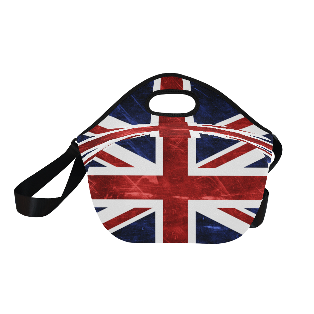 Grunge Union Jack Flag Neoprene Lunch Bag/Large (Model 1669)